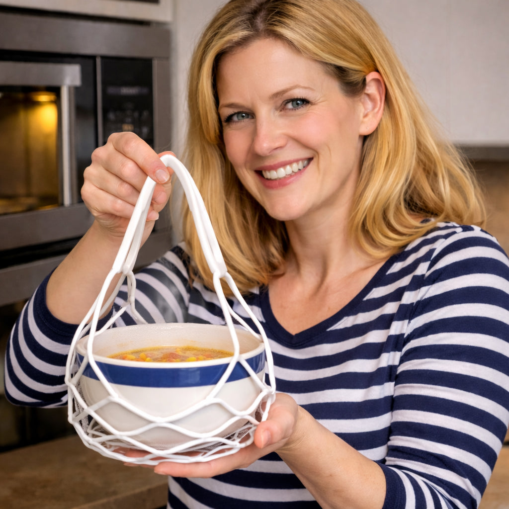 KUBOZN® 2-in-1 Zero-Void™ Silicone Mesh Bag & Heat-Resistant Trivet Mat for Hot Bowls (Offer)