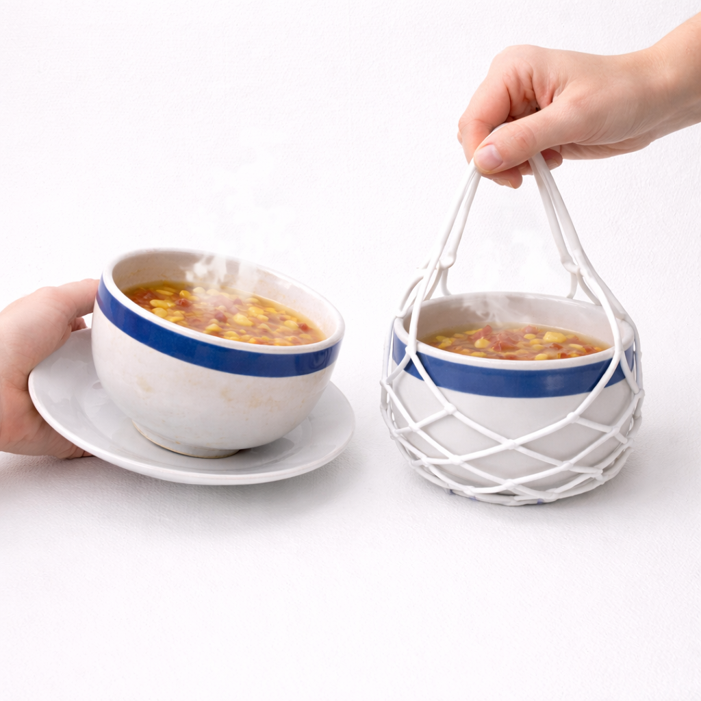 KUBOZN® 2-in-1 Zero-Void™ Silicone Mesh Bag & Heat-Resistant Trivet Mat for Hot Bowls (Offer)