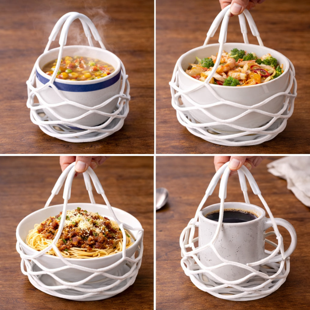 KUBOZN® 2-in-1 Zero-Void™ Silicone Mesh Bag & Heat-Resistant Trivet Mat for Hot Bowls (Offer)