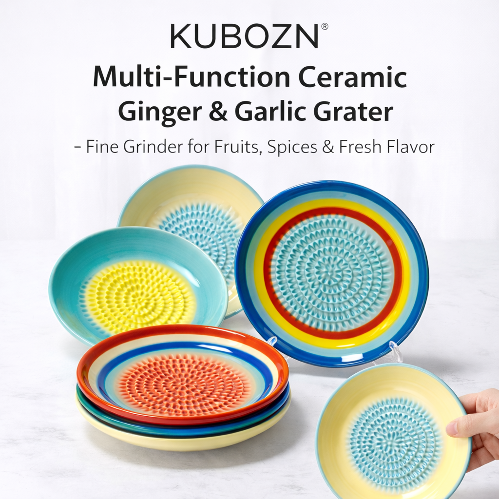 KUBOZN® Handmade Ceramic Ginger & Garlic Grater – Fine Grinder for Fruits, Spices & Fresh Flavor (Offer)