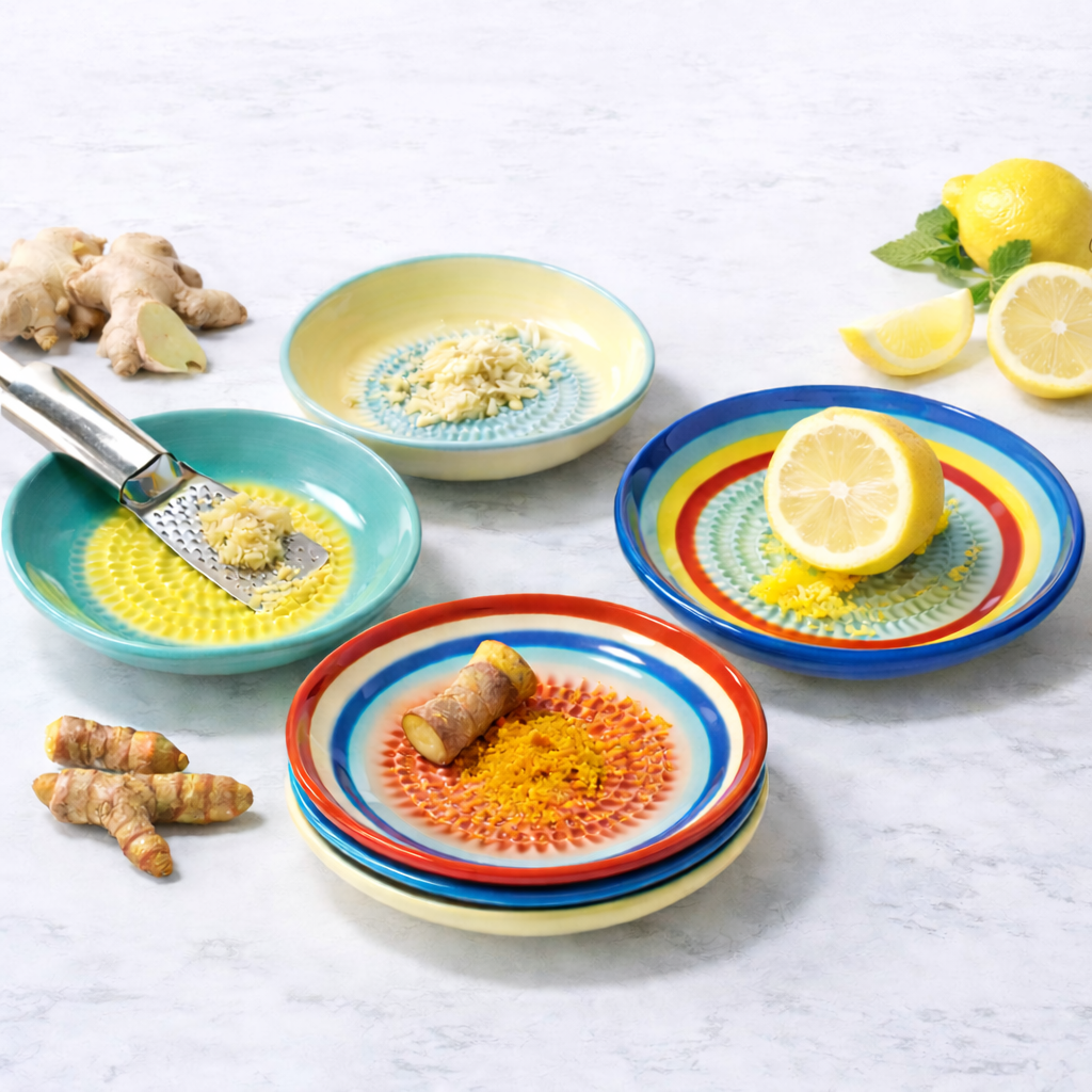 KUBOZN® Handmade Ceramic Ginger & Garlic Grater – Fine Grinder for Fruits, Spices & Fresh Flavor (Offer)