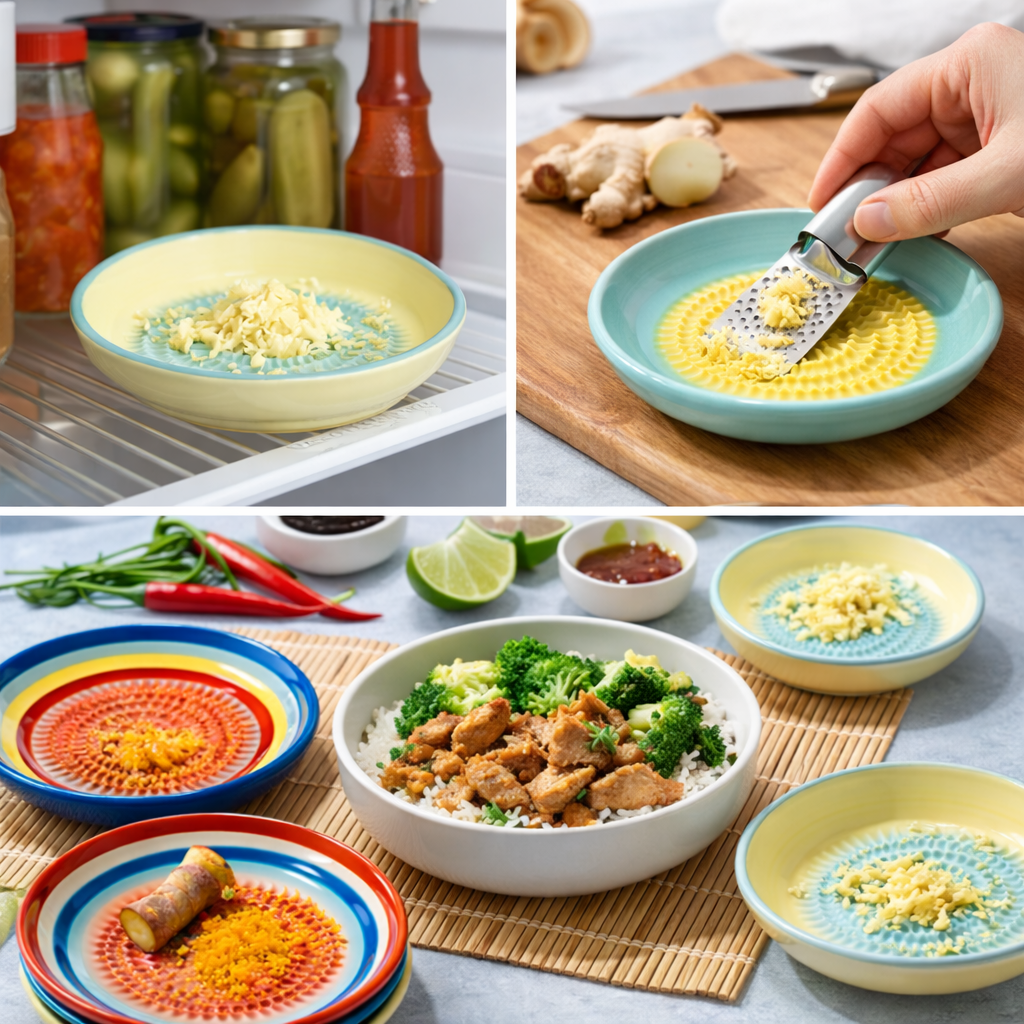 KUBOZN® Handmade Ceramic Ginger & Garlic Grater – Fine Grinder for Fruits, Spices & Fresh Flavor